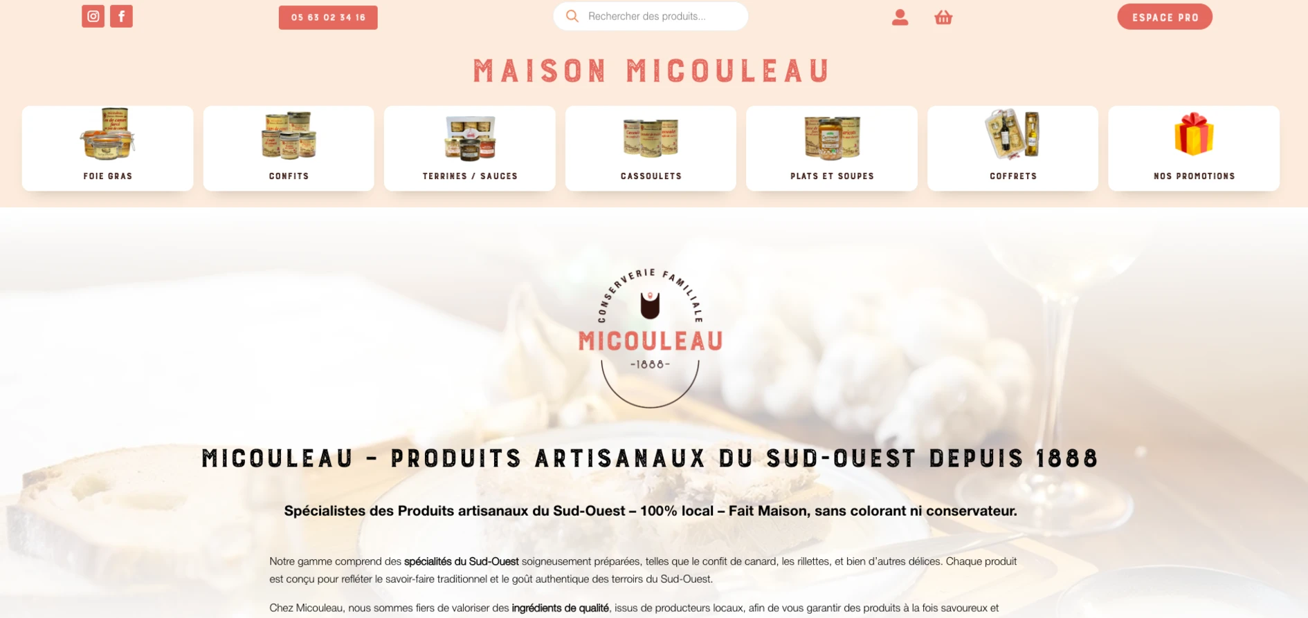 Site e-commerce Maison Micouleau réalisé par Occi-Web