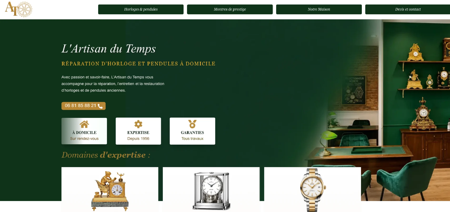 Site internet L'Artisan du Temps réalisé par Occi-Web