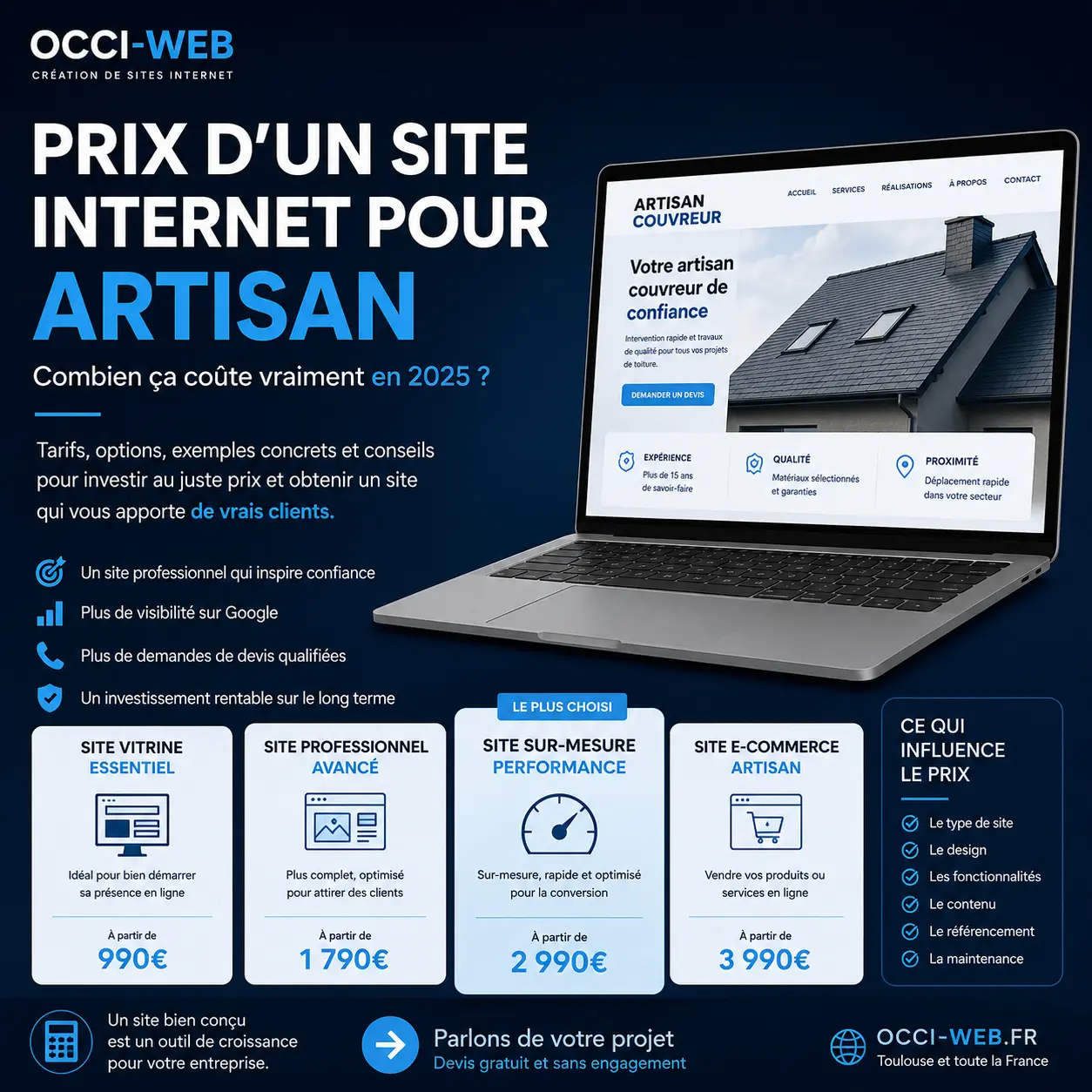 Prix site internet Artisan