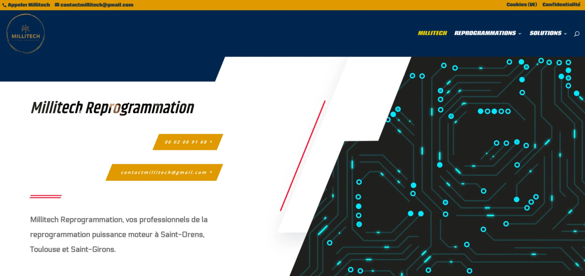 Site internet Millitech Reprogrammation réalisé par Occi-Web
