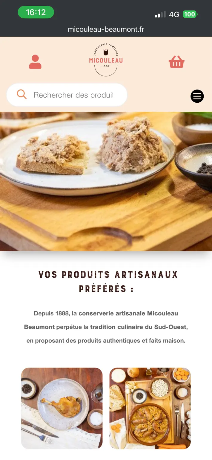 Version mobile du site Maison Micouleau