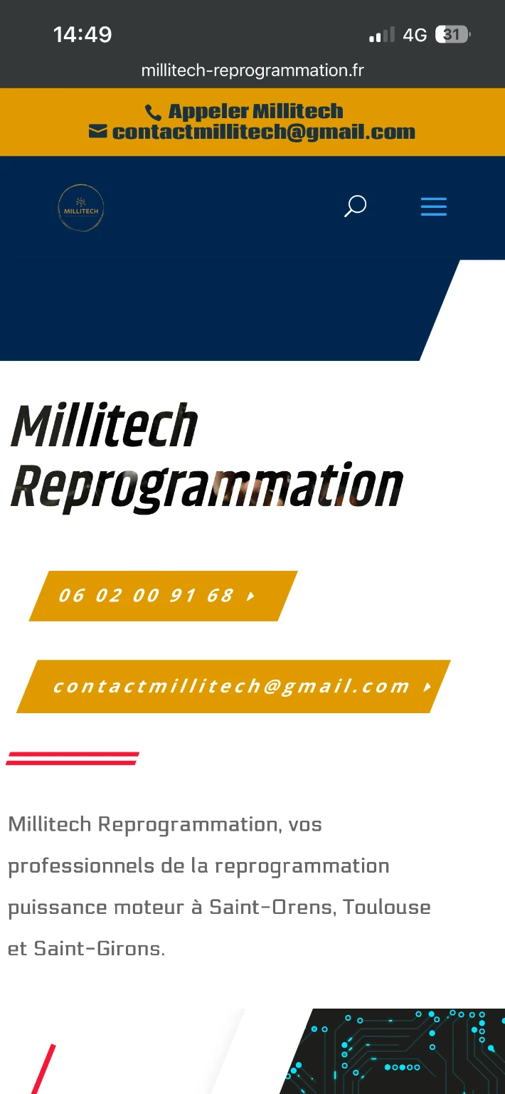 Version mobile du site Millitech Reprogrammation